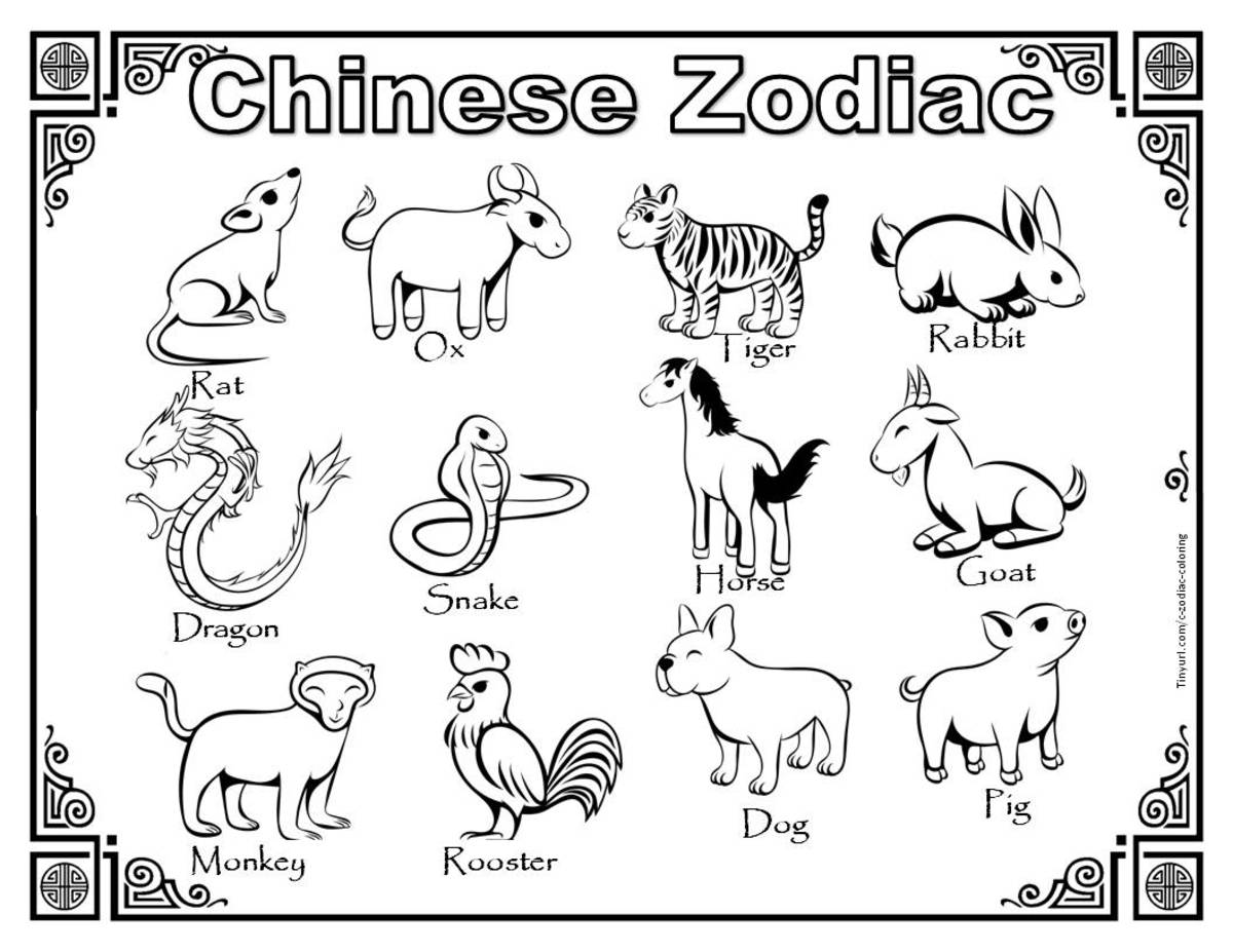 Chinese Zodiac Animals Coloring Pages for Kids & Adults