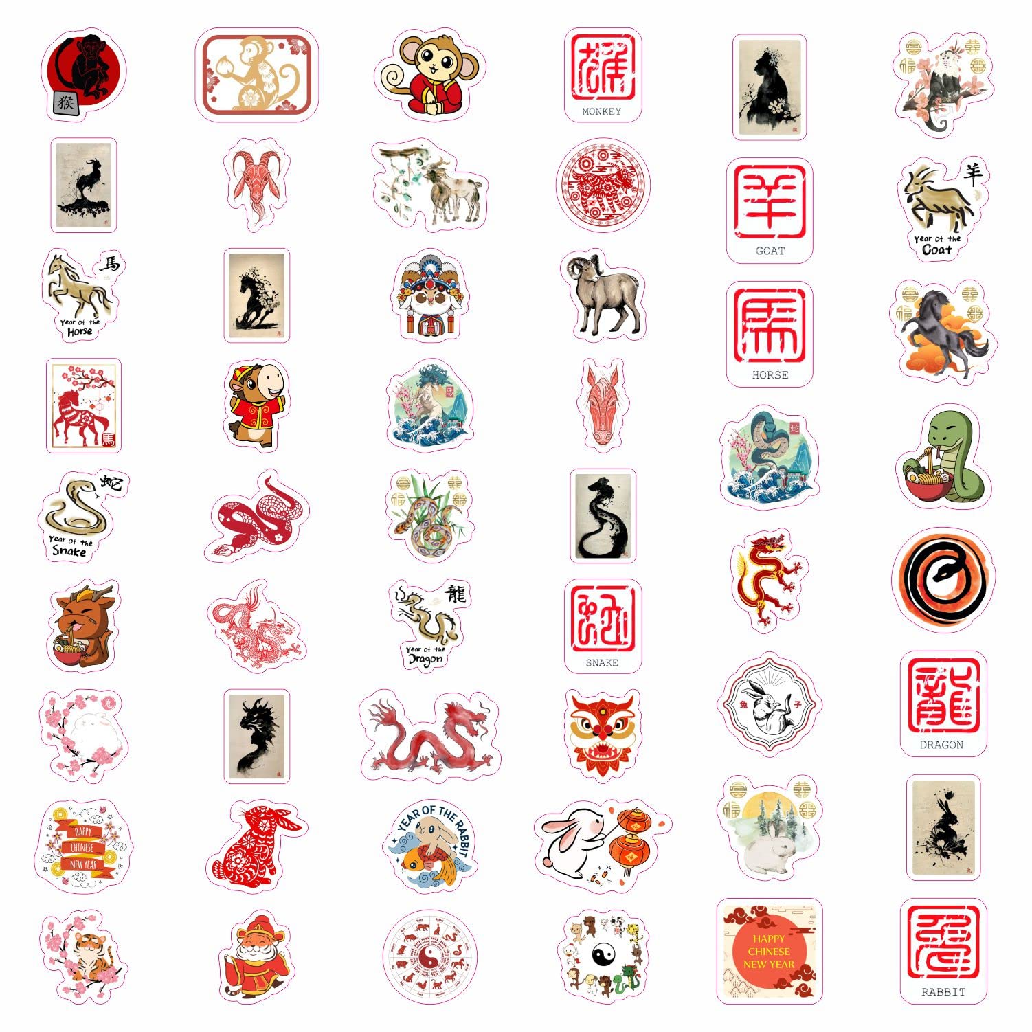 12 Zodiac Animal Stickers for Chinese New Year – Free Shipping Available!