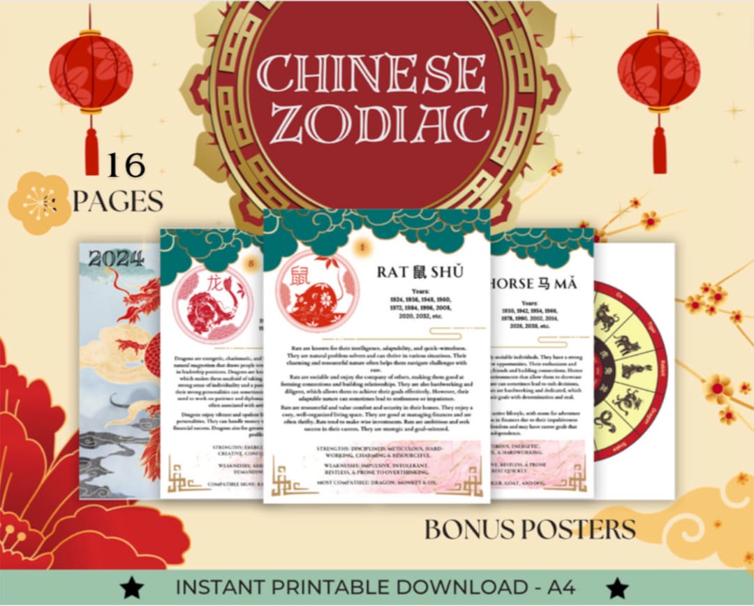 Download Printable Chinese Zodiac Animals Chart for 2024
