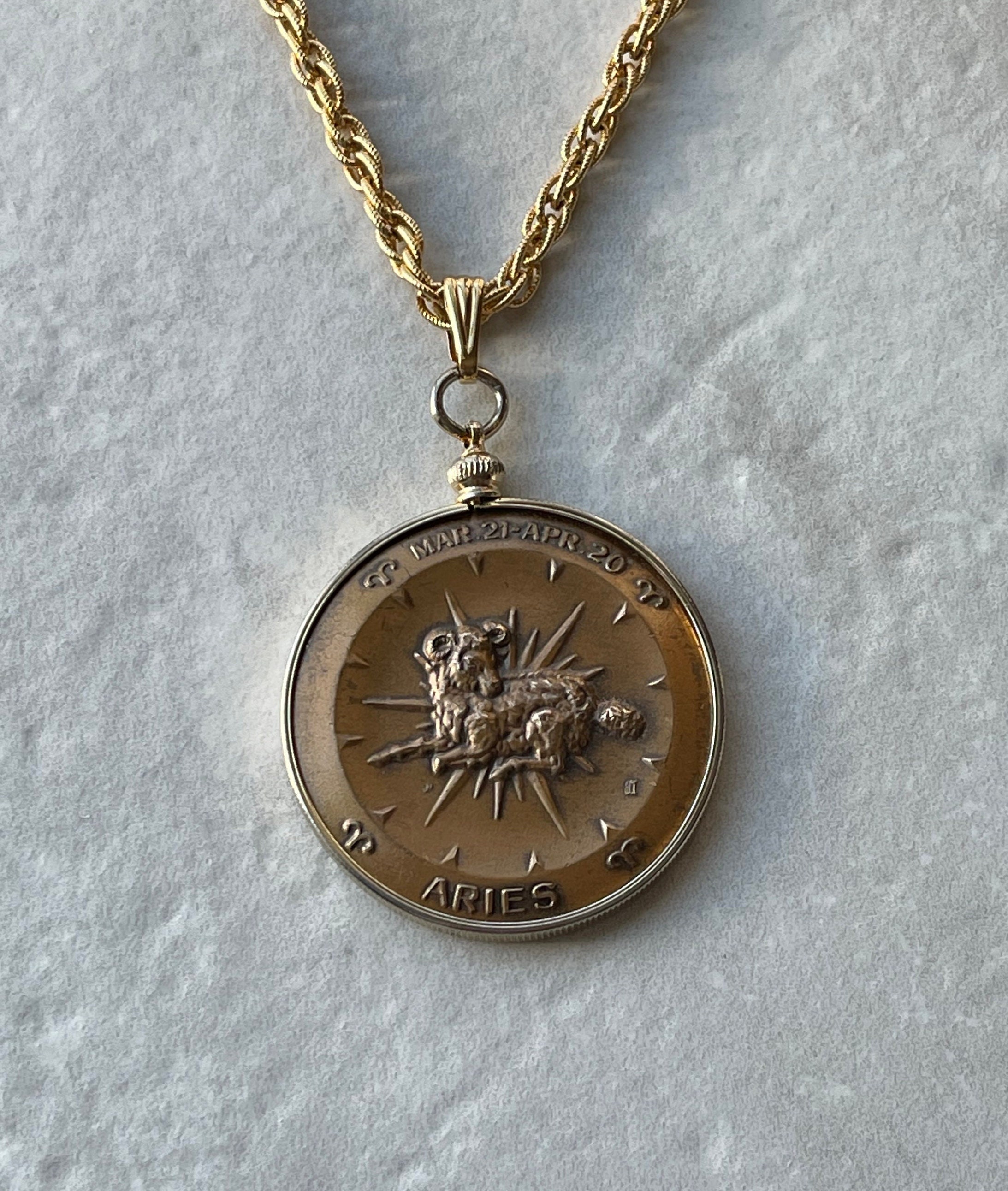 Stunning Aries Zodiac Necklace – Gold-Tone Pendant for Astrology Lovers