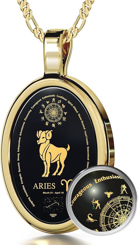 Stunning Aries Zodiac Necklace – Gold-Tone Pendant for Astrology Lovers