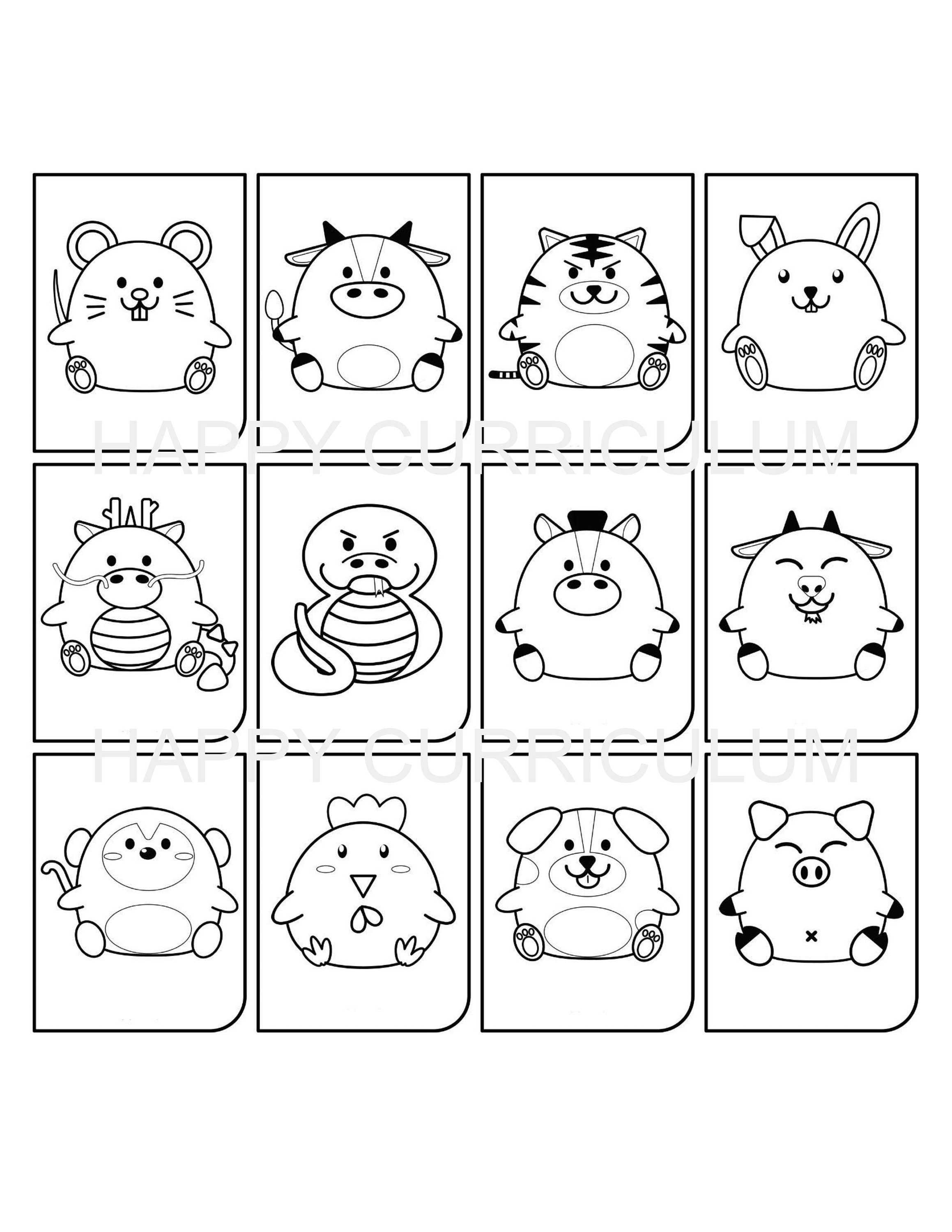 Cute Chinese Zodiac Coloring Pages for Year of the [Current Animal]