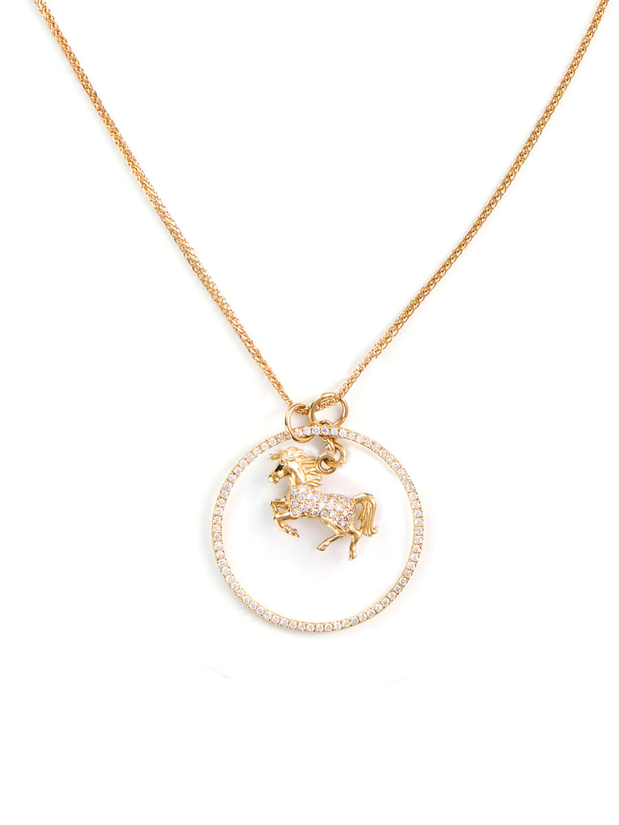 Handcrafted Chinese Zodiac Horse Necklace in 22K Gold - Embrace Prosperity
