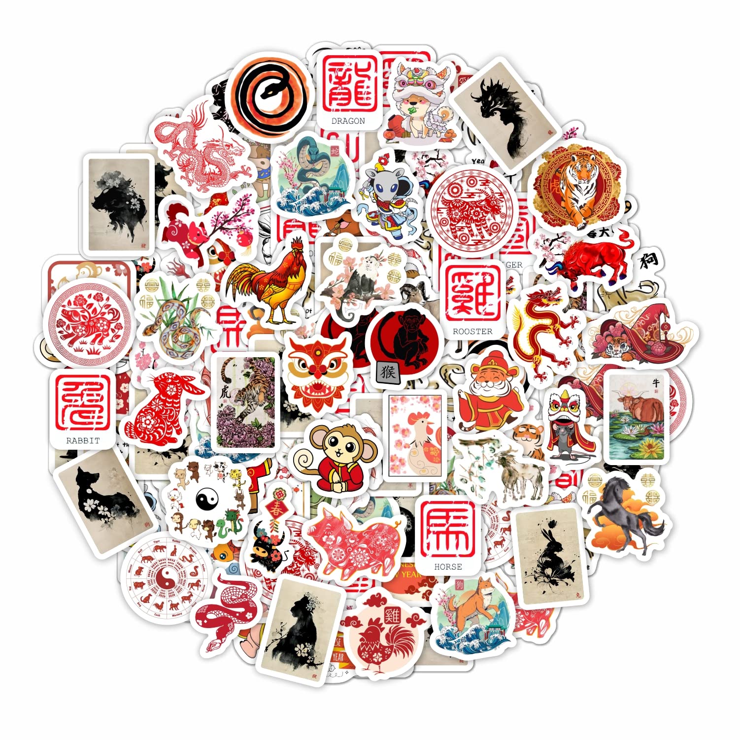 12 Zodiac Animal Stickers for Chinese New Year – Free Shipping Available!