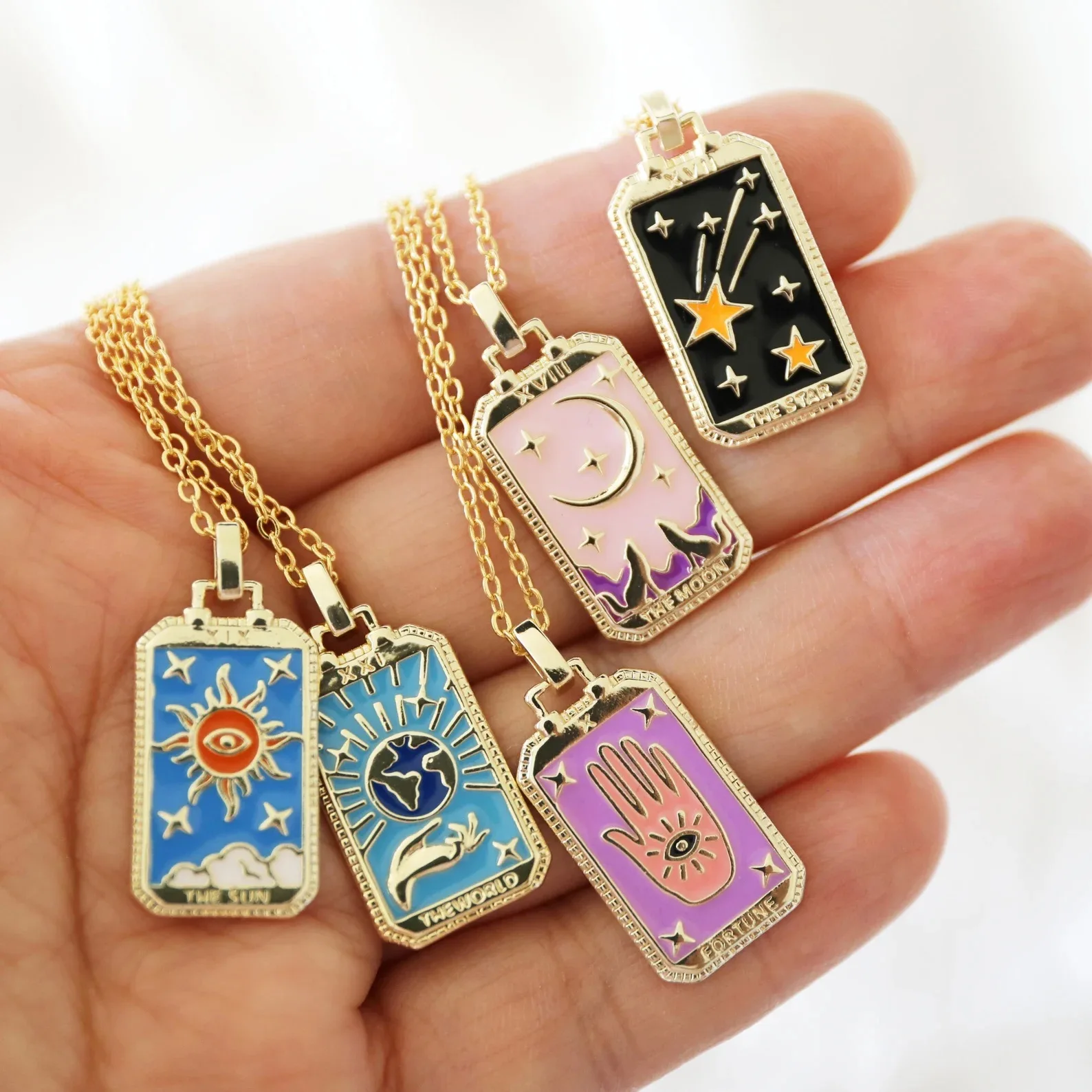 Tarot Card Pendant Necklace: Unique Handcrafted Design with The Moon Symbol