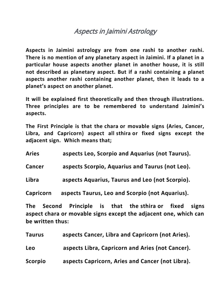 The Significance of Aspects in Jaimini Astrology Predictions