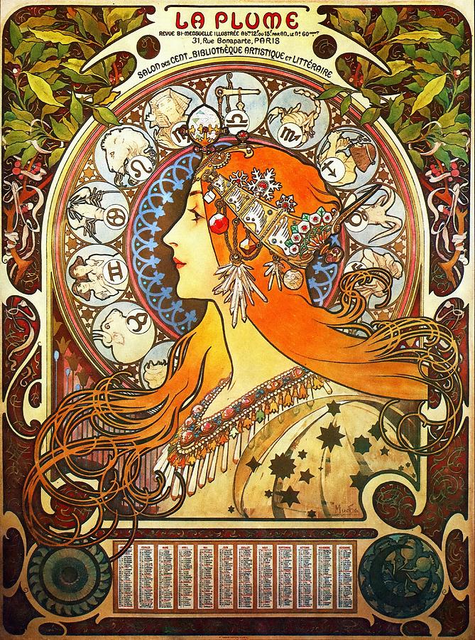 Alphonse Muchas Zodiac Calendar: The La Plume Masterpiece (Learn Its History Today)
