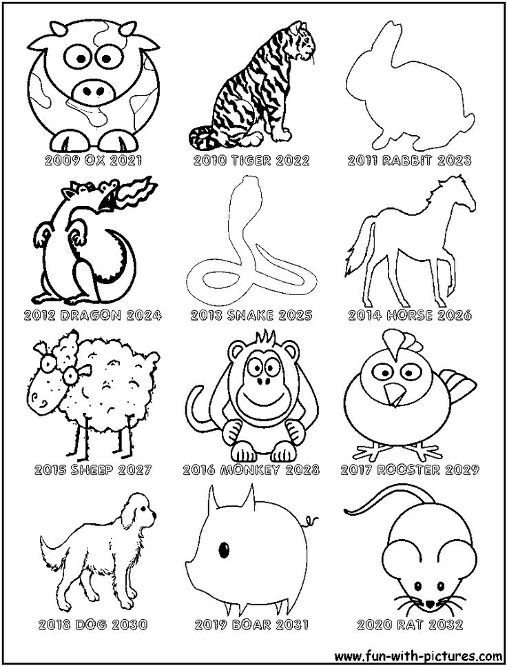 Chinese Zodiac Animals Coloring Pages, Easy and Fun Way to Learn Zodiacs!