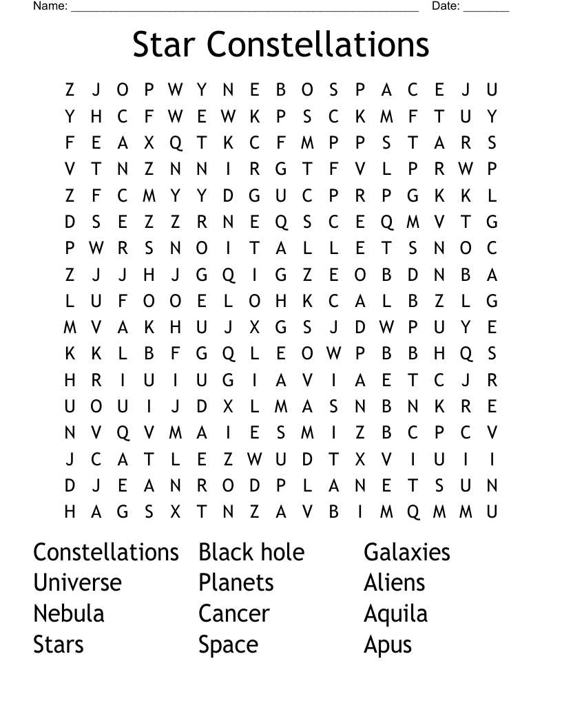 Cool Constellations Word Search: Test Your Knowledge of the Stars!